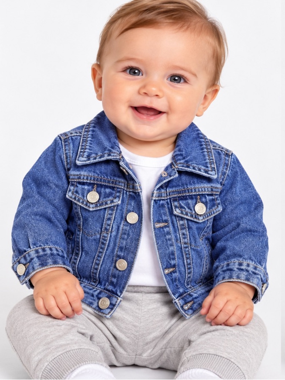 GAP 3-6M Baby Normal Wash Light Denim Jacket Snap Closure with Pockets